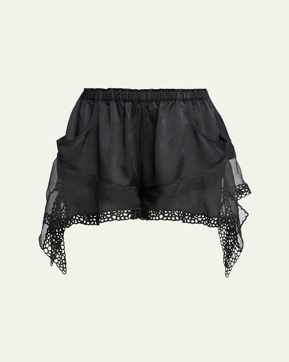 Ildana Lace & Organza-Trim Silk Shorts
